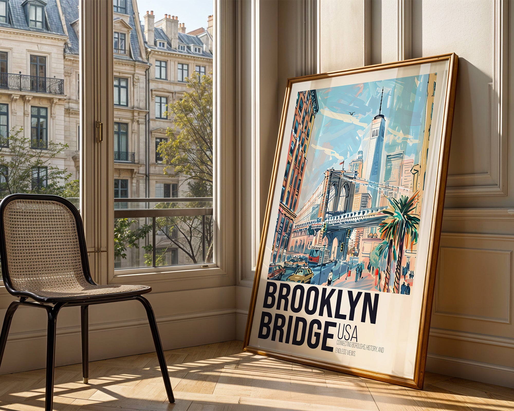 Brooklyn Bridge Vintage Travel Poster Print – Retro NYC Wall Art