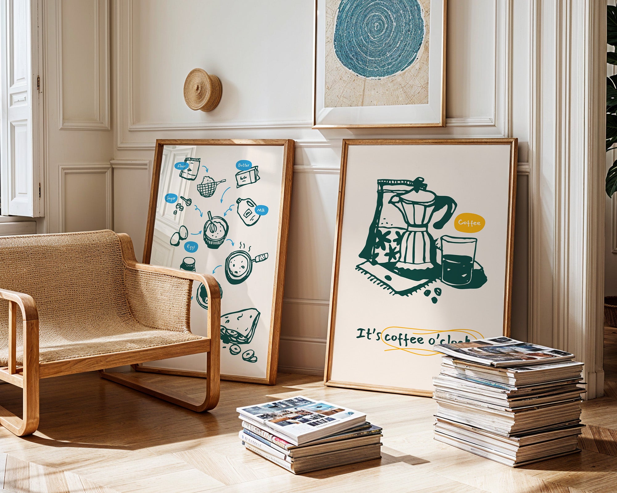 Coffee O'Clock Poster — Framed Wall Art for Kitchen & Cafe Décor