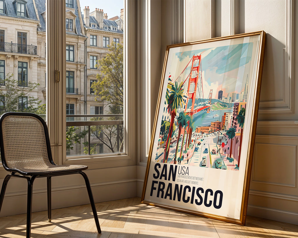 San Francisco Travel Poster Print — Vintage Cityscape Wall Art