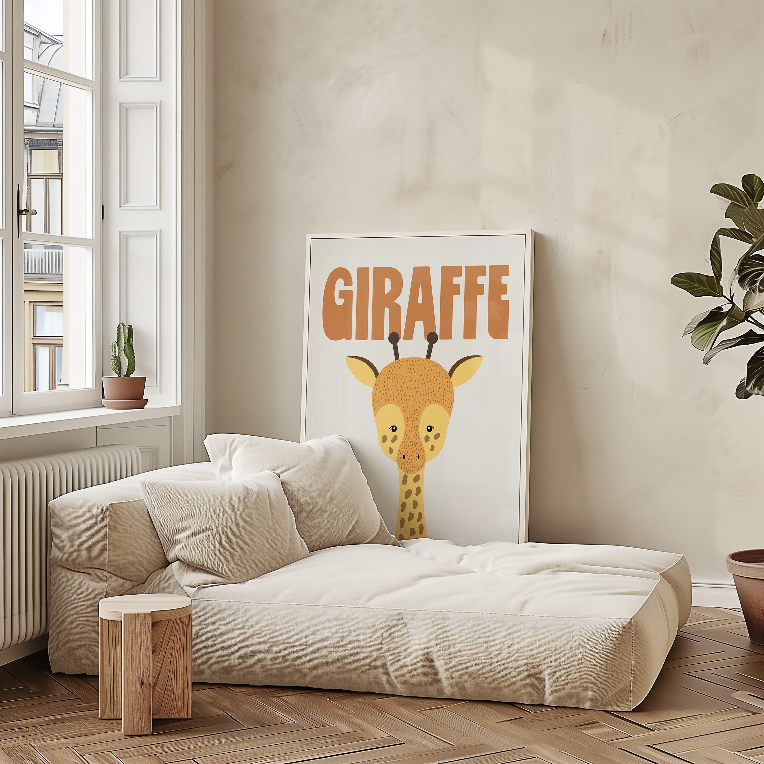 Giraffe Nursery Poster — Cute Retro Animal Wall Art for Kids’ Room