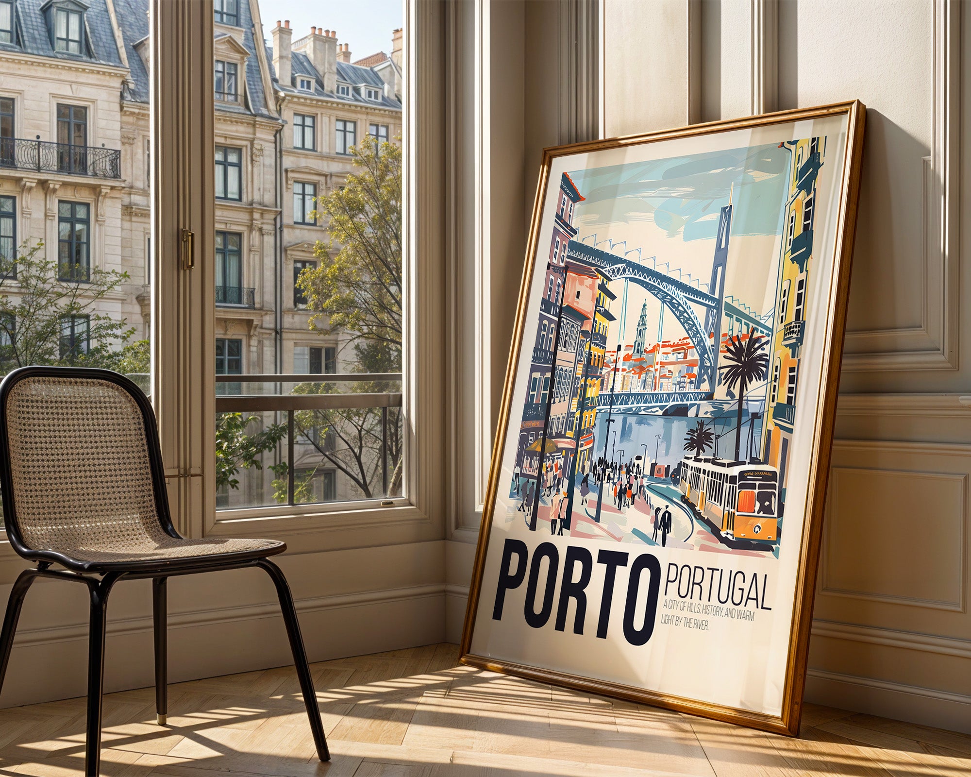 Porto Portugal Vintage Travel Poster — Retro Cityscape Print