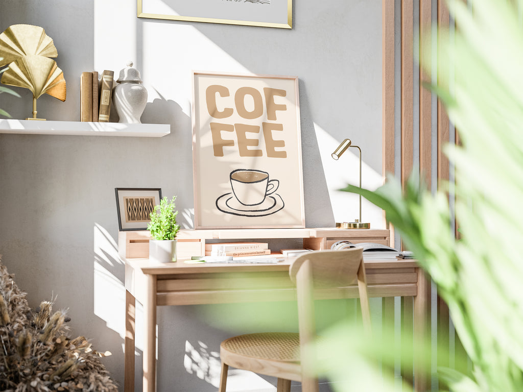 Coffee Poster — Minimal Beige Coffee Cup Wall Art