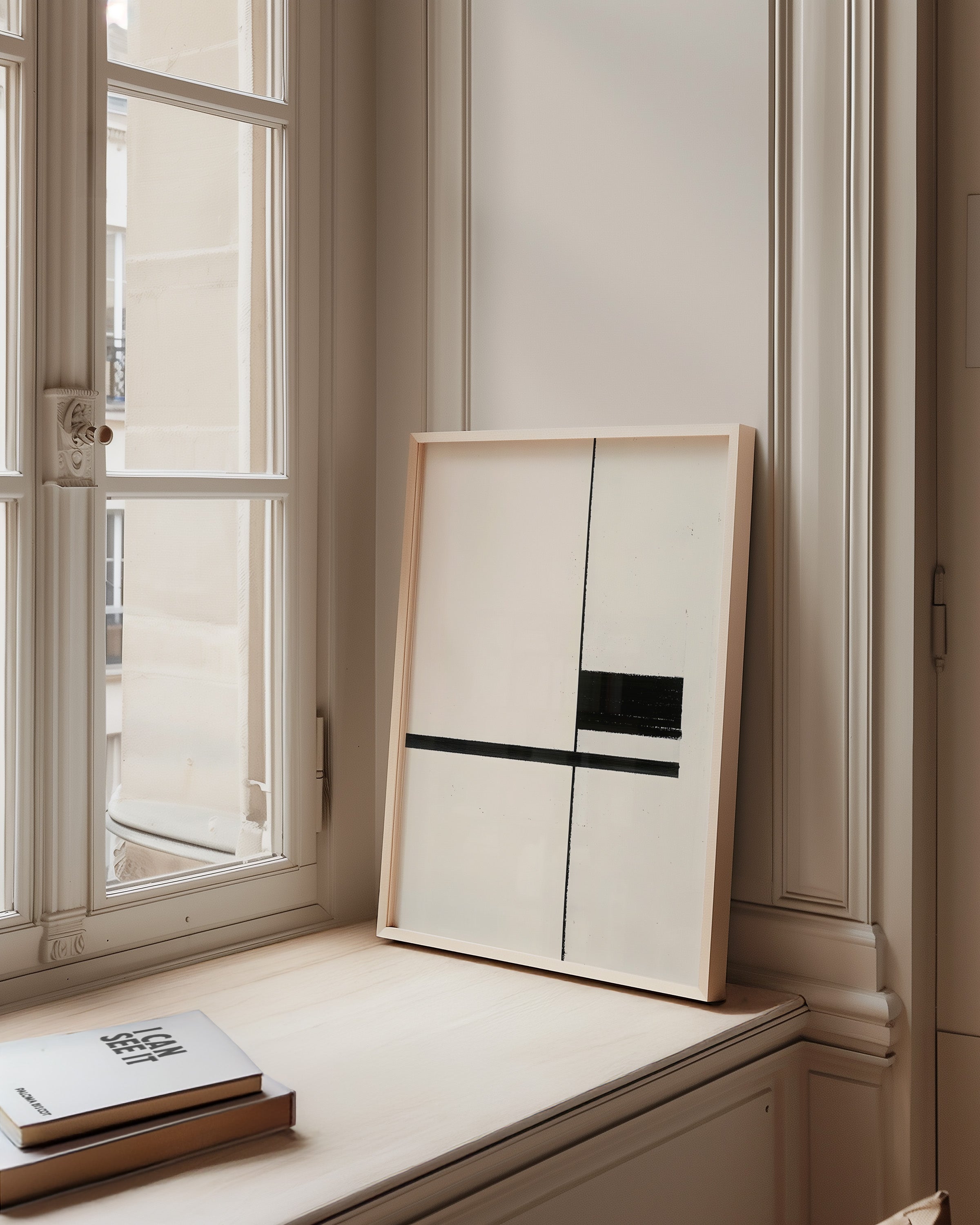 Minimalist Black & White Geometric Poster — Modern Line Art Wall Print