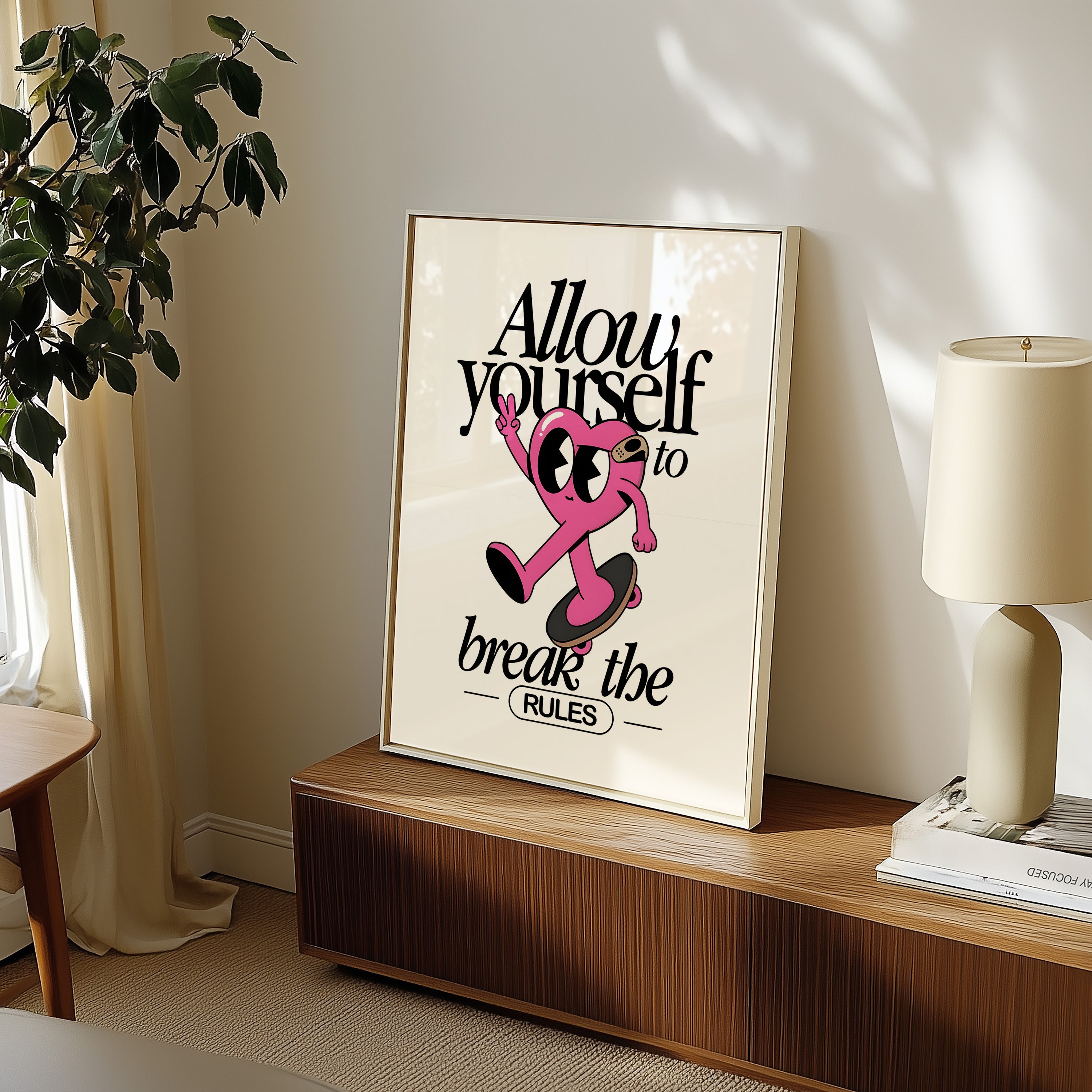Poster — "Allow Yourself to Break the Rules" Motivational Skate Heart Art