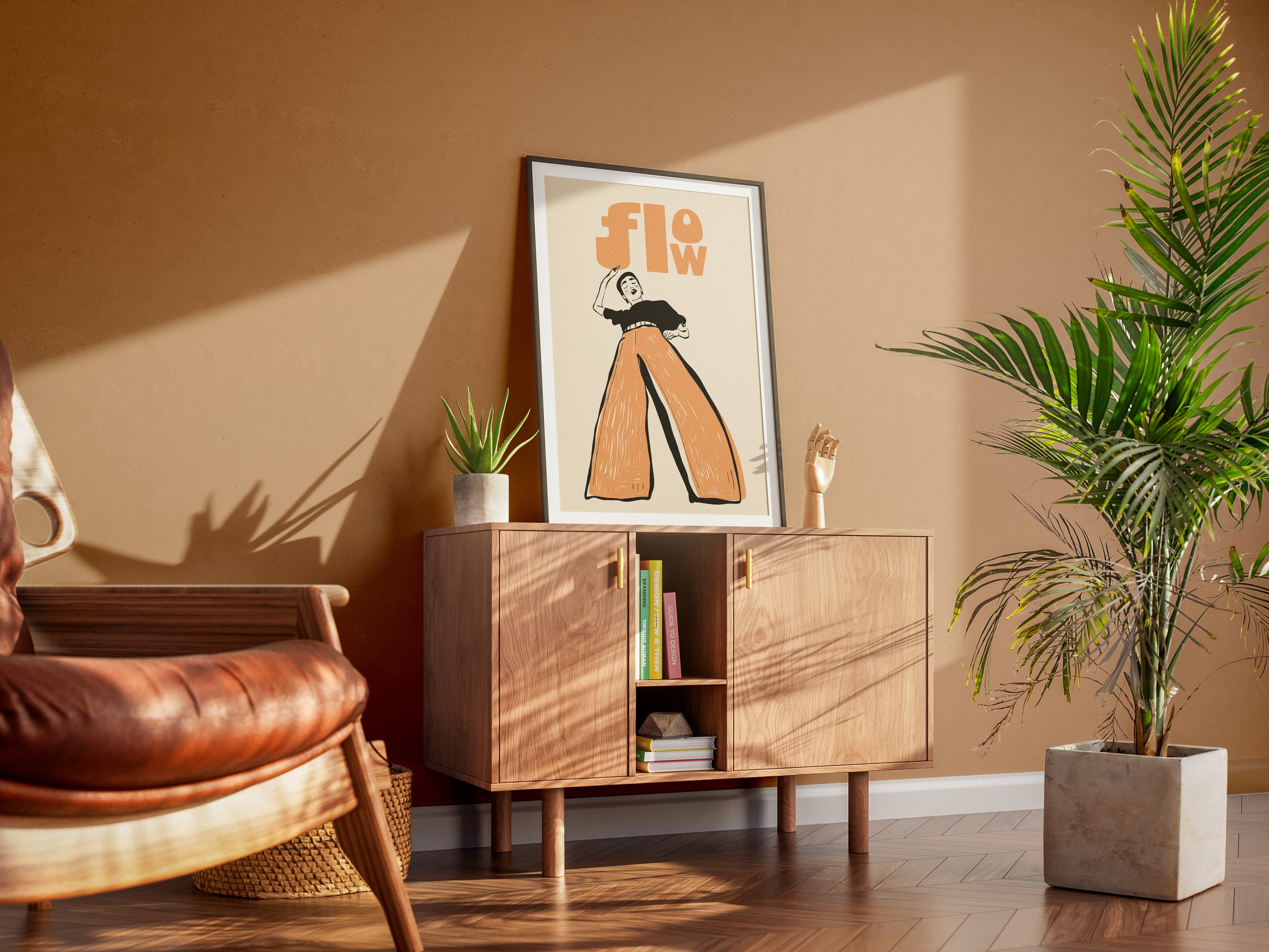 Flow Retro Art Poster — Vintage Style Femme Figure Wall Print