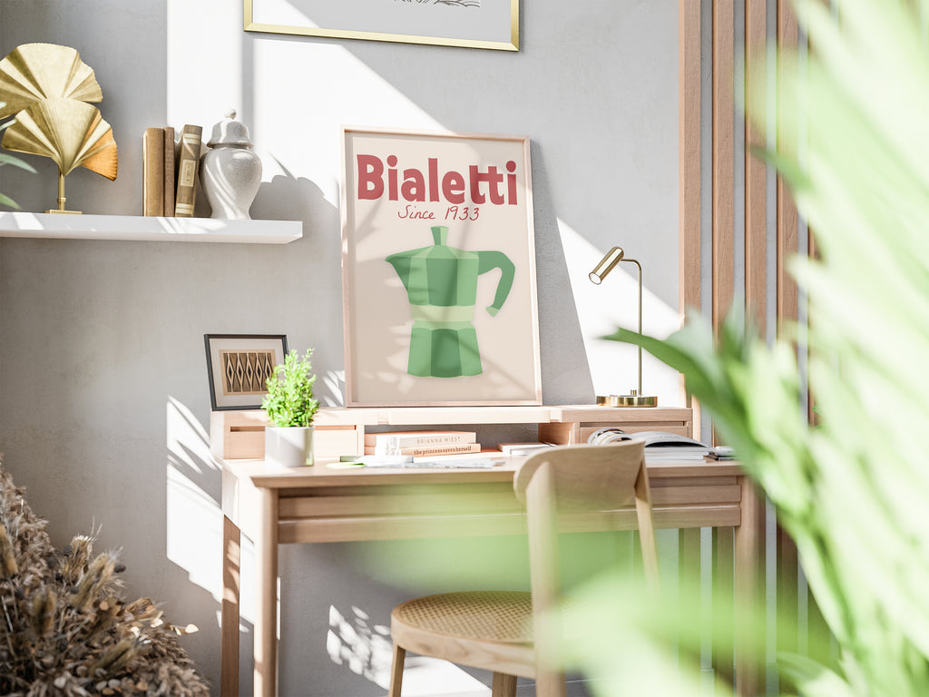 Bialetti Moka Pot Poster — Vintage Italian Coffee Kitchen Wall Art