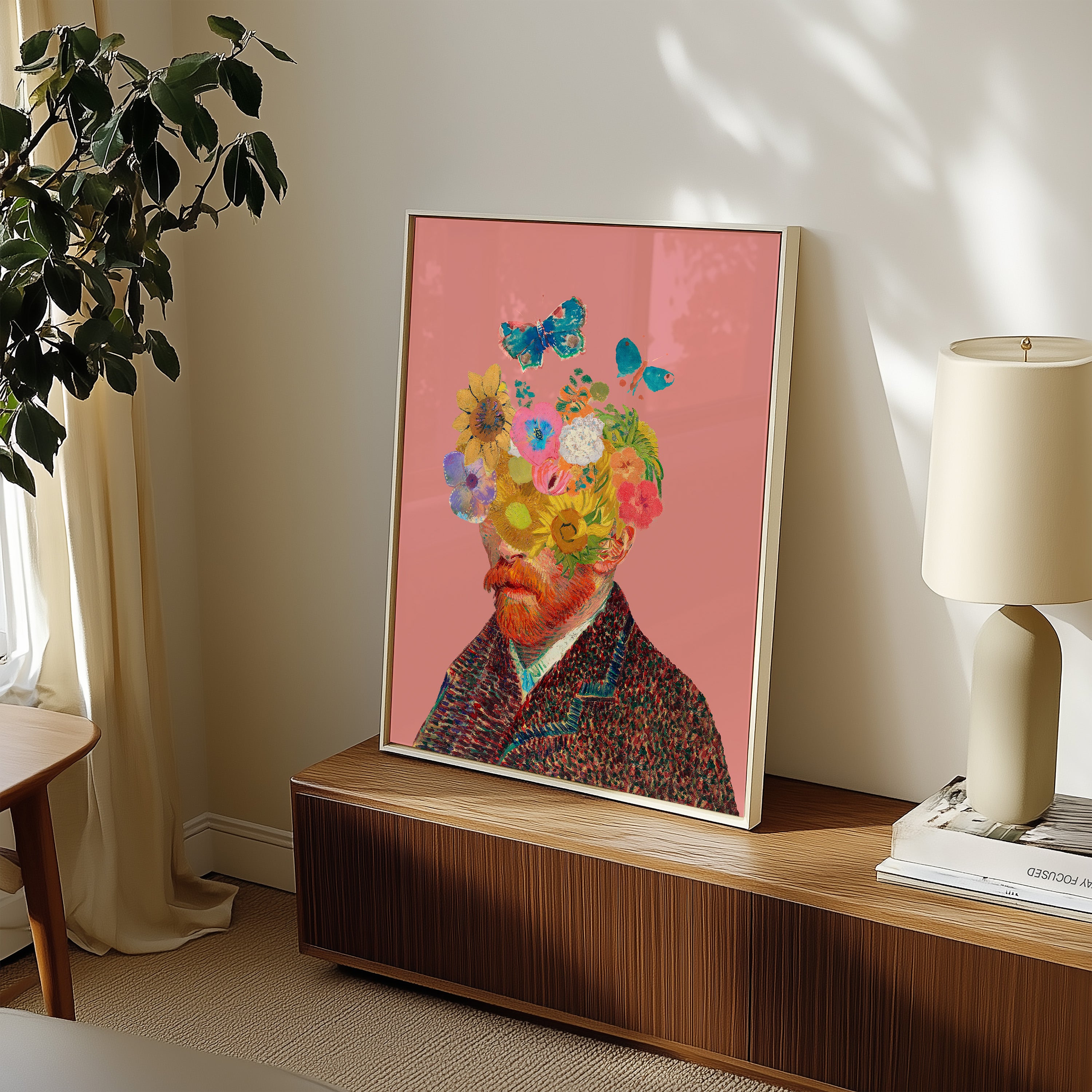 Van Gogh Floral Head Poster — Colorful Surreal Art Print