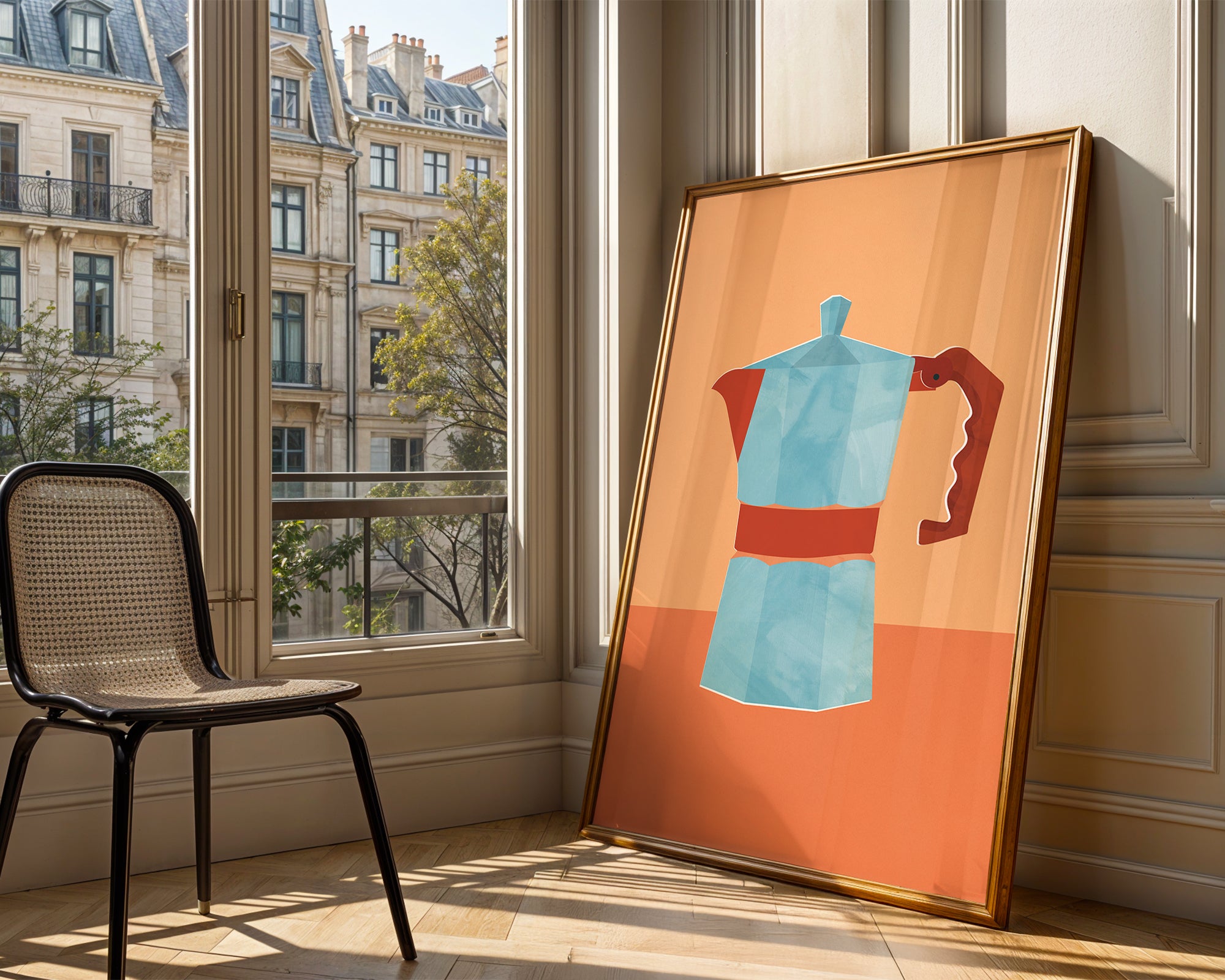 Moka Pot Coffee Poster — Mid-Century Kitchen Art Print