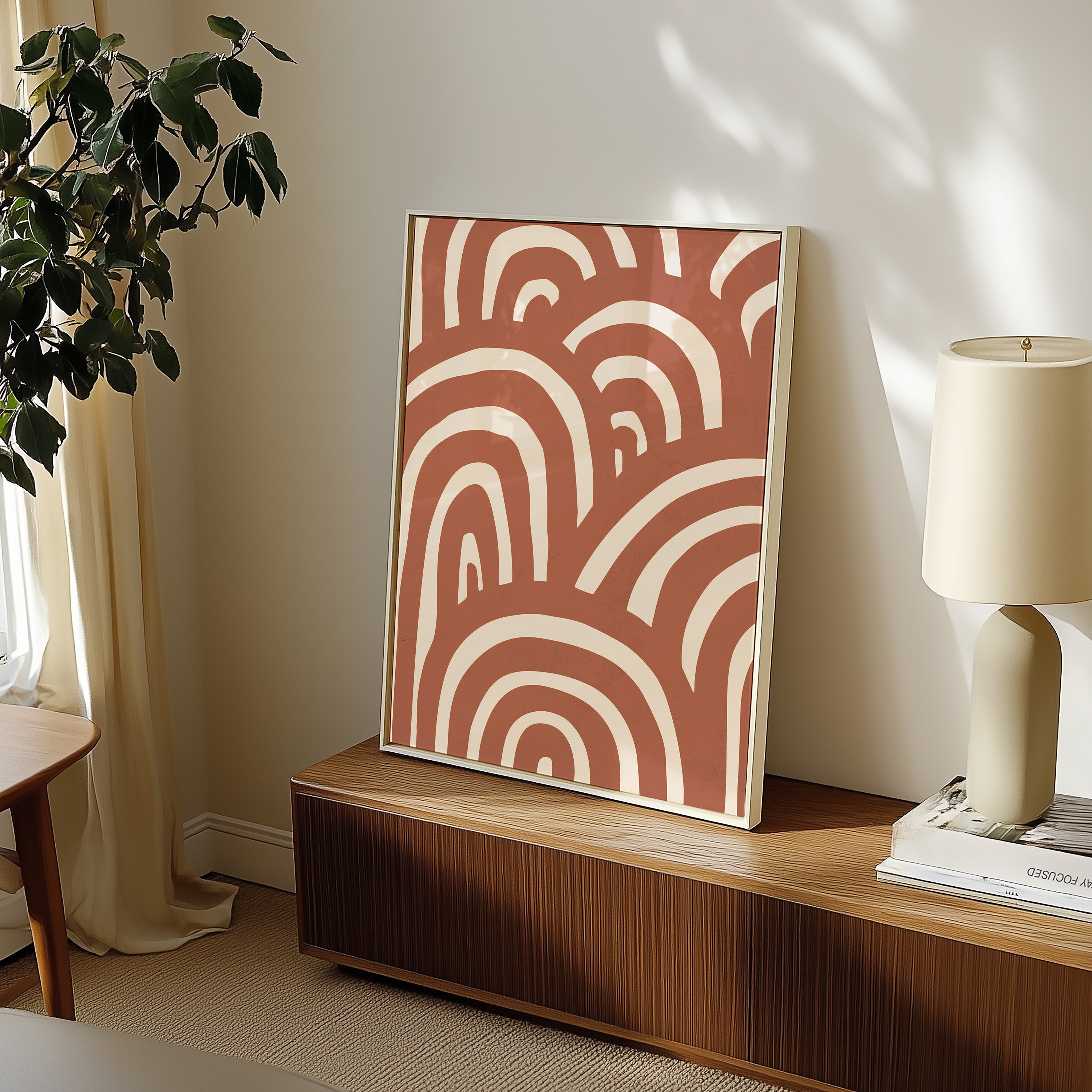 Abstract Terracotta Arches Poster — Minimal Boho Wall Art