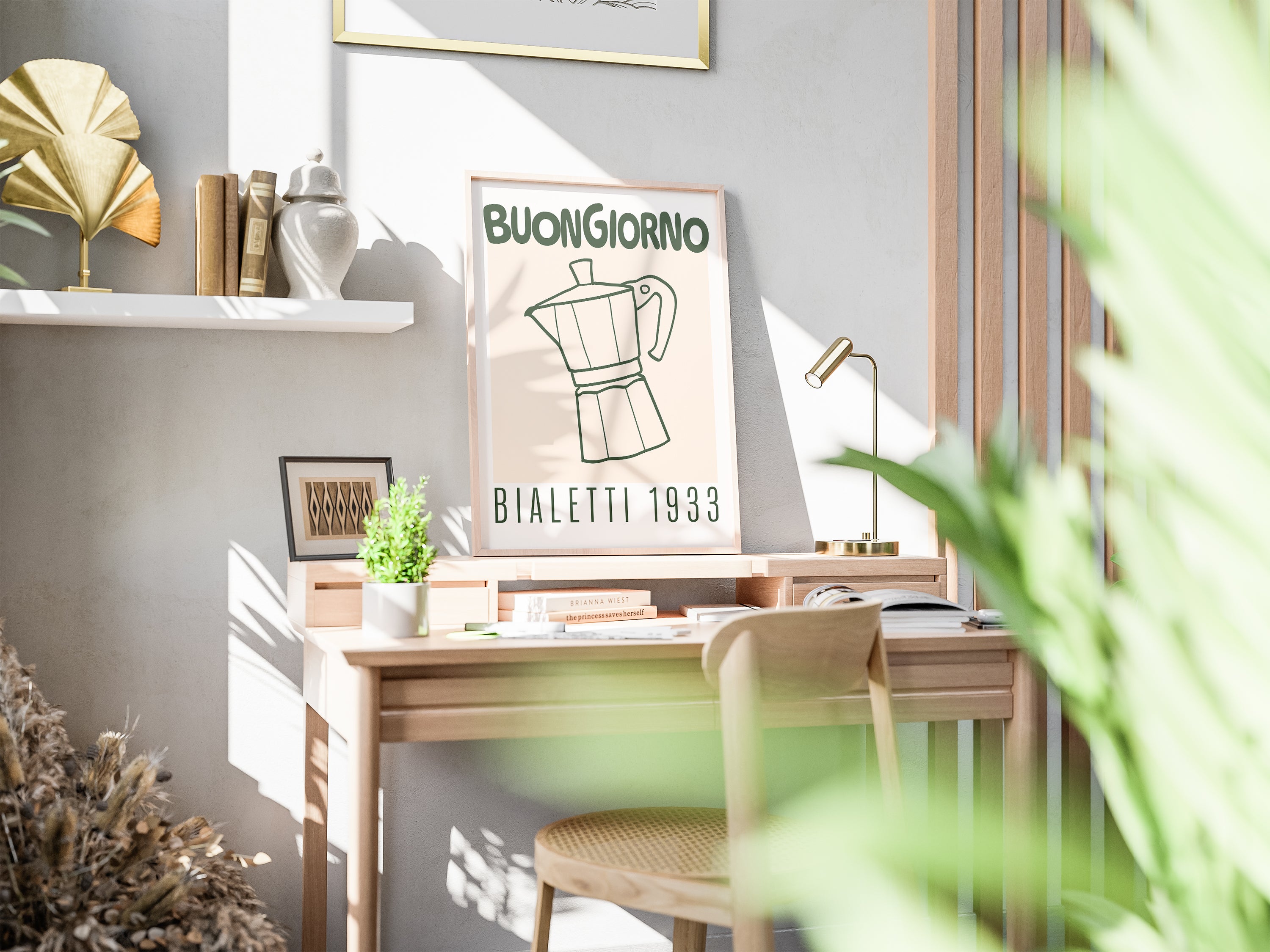 Buongiorno Bialetti Poster — Vintage Moka Coffee Kitchen Wall Art