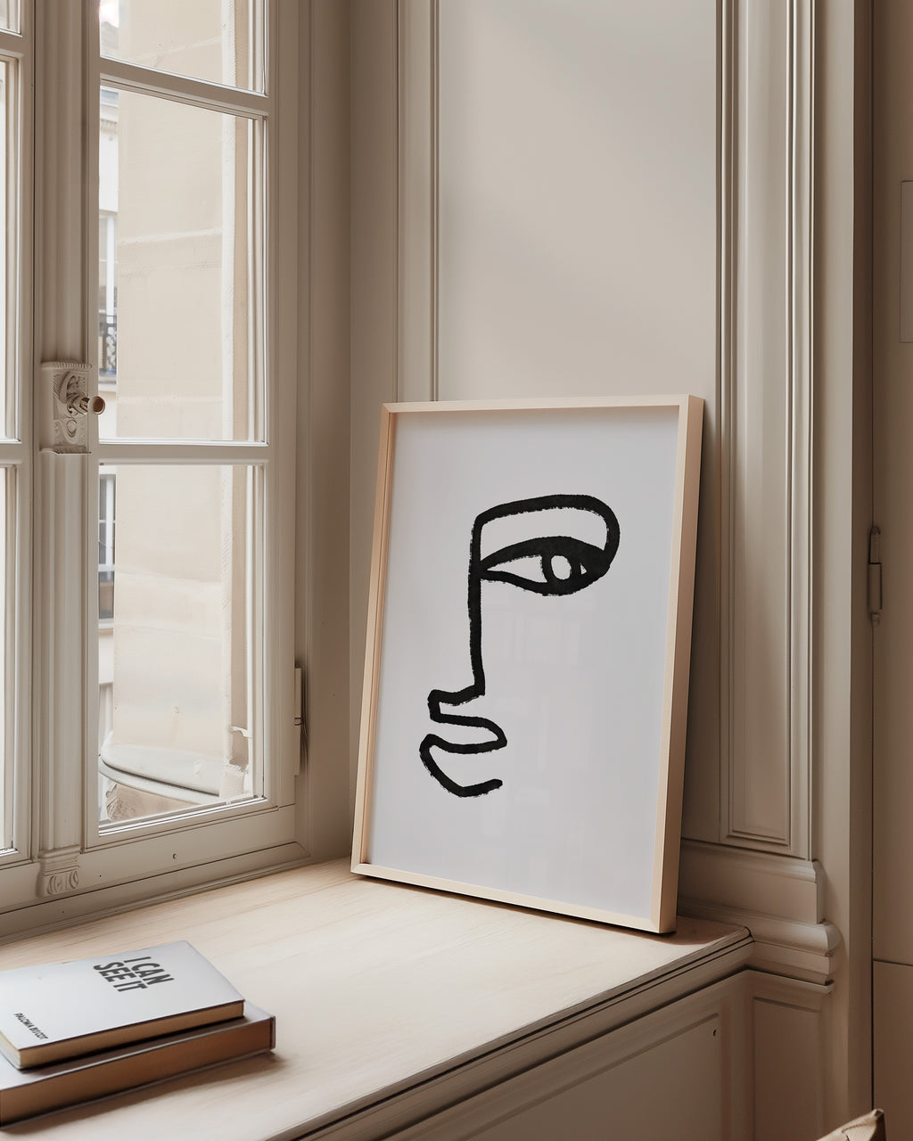 Minimal Line Face Poster — Abstract Monochrome Wall Art