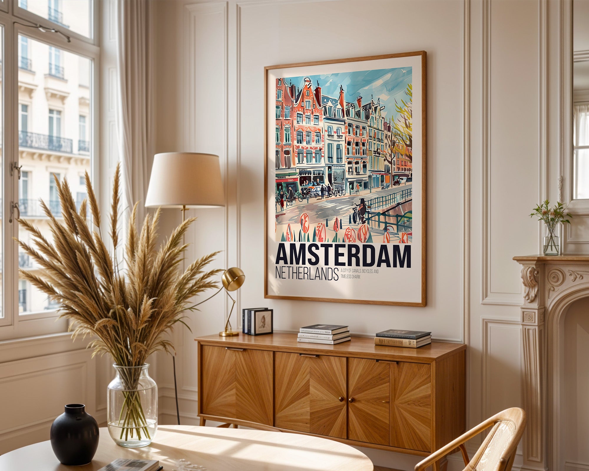 Amsterdam Netherlands Vintage Travel Poster Print - Vintage Cityscape Wall Art