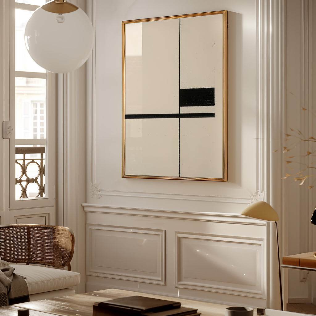 Minimalist Black & White Geometric Poster — Modern Line Art Wall Print