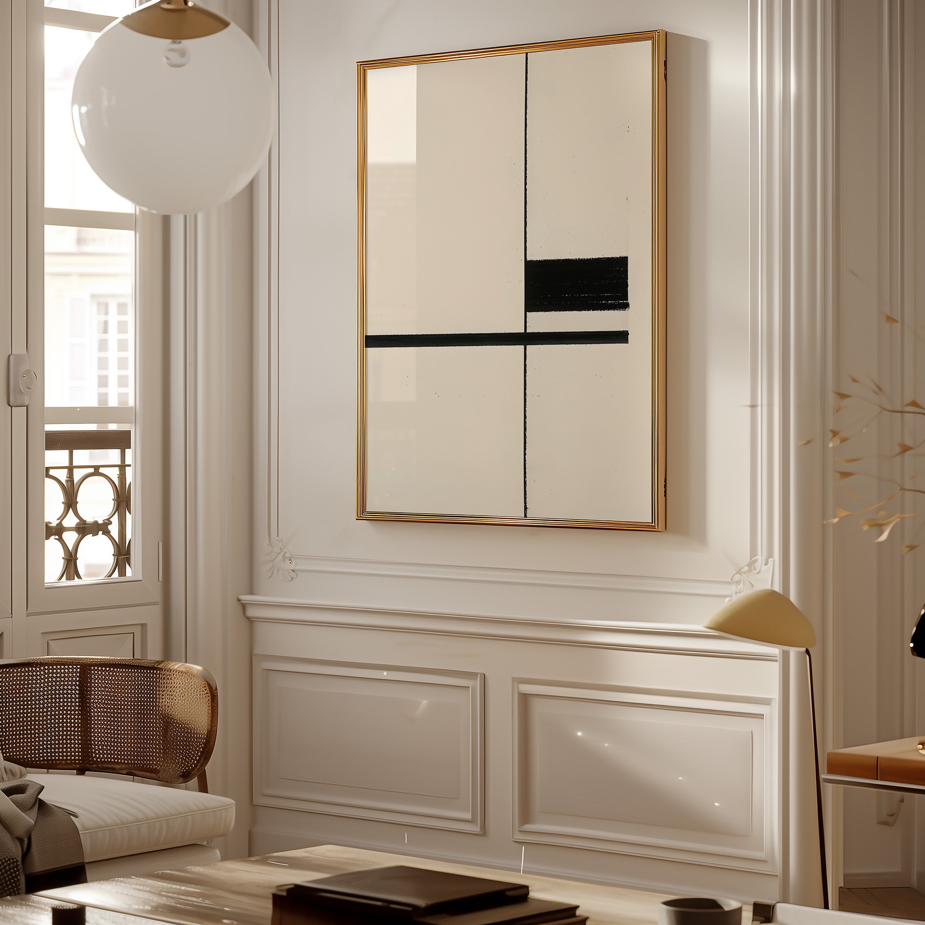 Minimalist Black & White Geometric Poster — Modern Line Art Wall Print