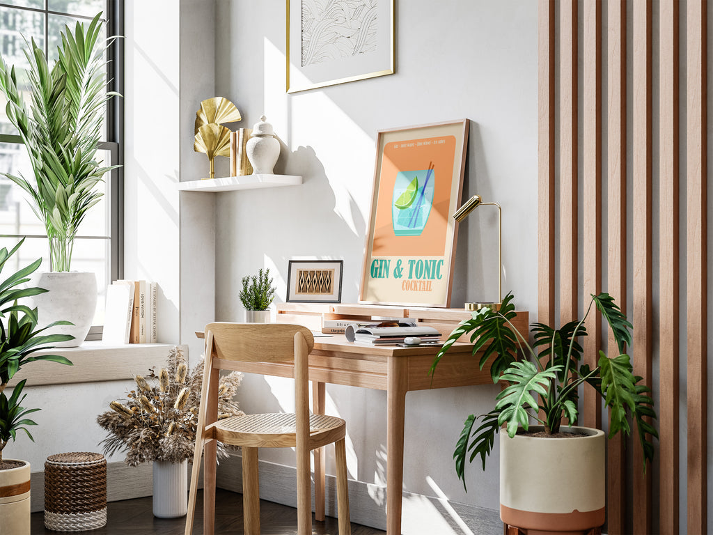 Gin & Tonic Cocktail Poster — Vintage Bar Art Print