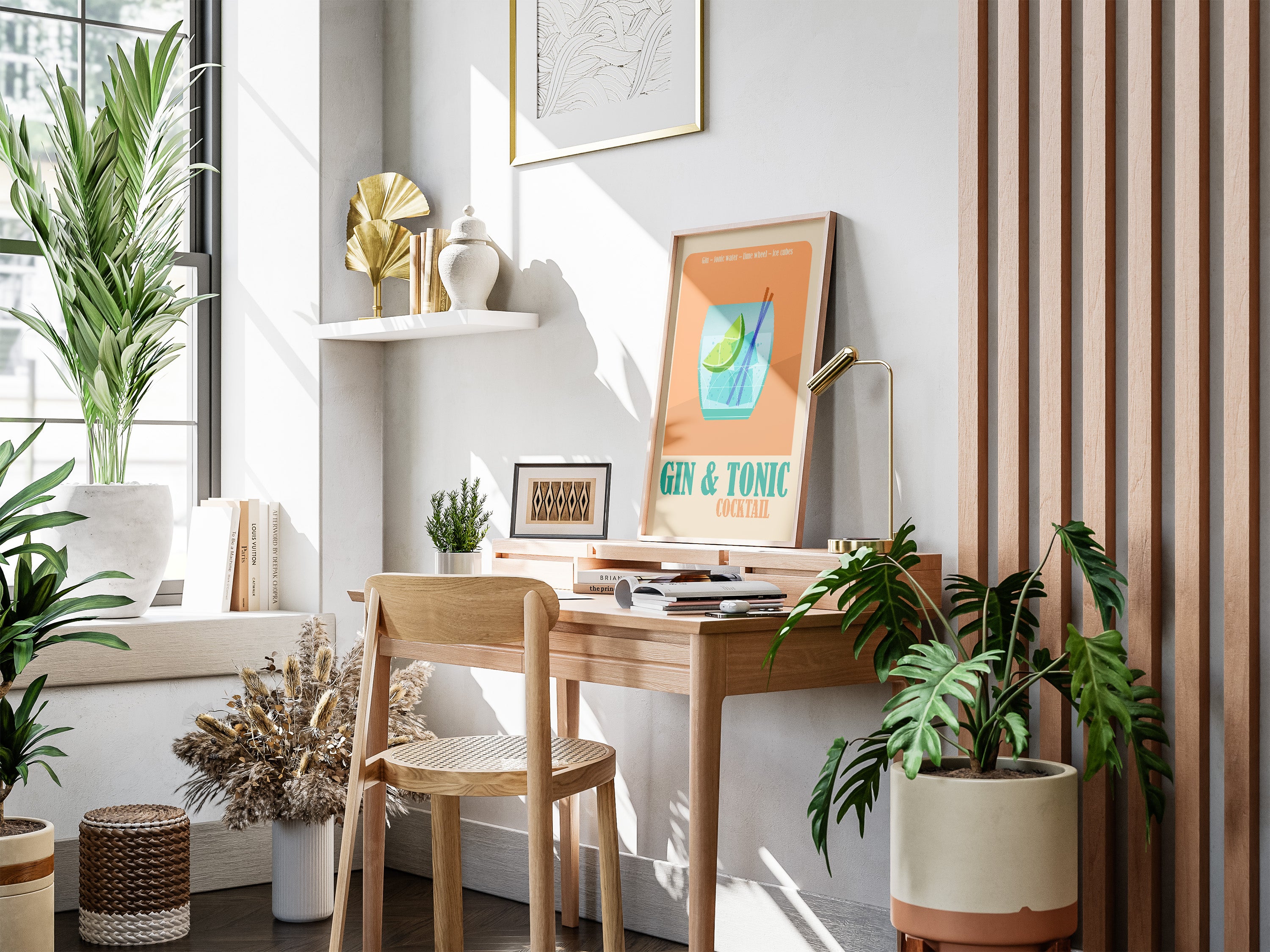 Gin & Tonic Cocktail Poster — Vintage Bar Art Print