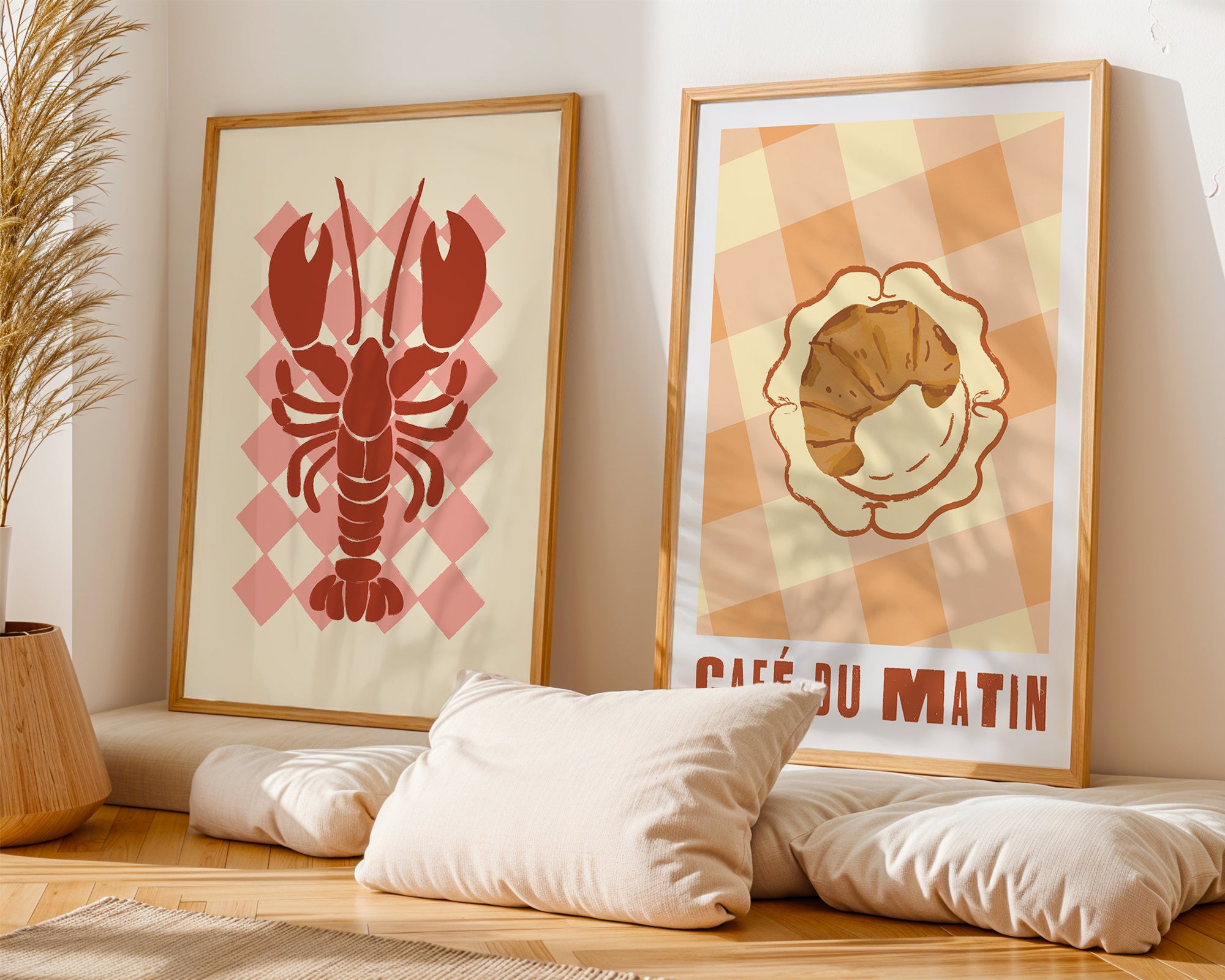 Café du Matin Poster — Vintage Breakfast Croissant Wall Art