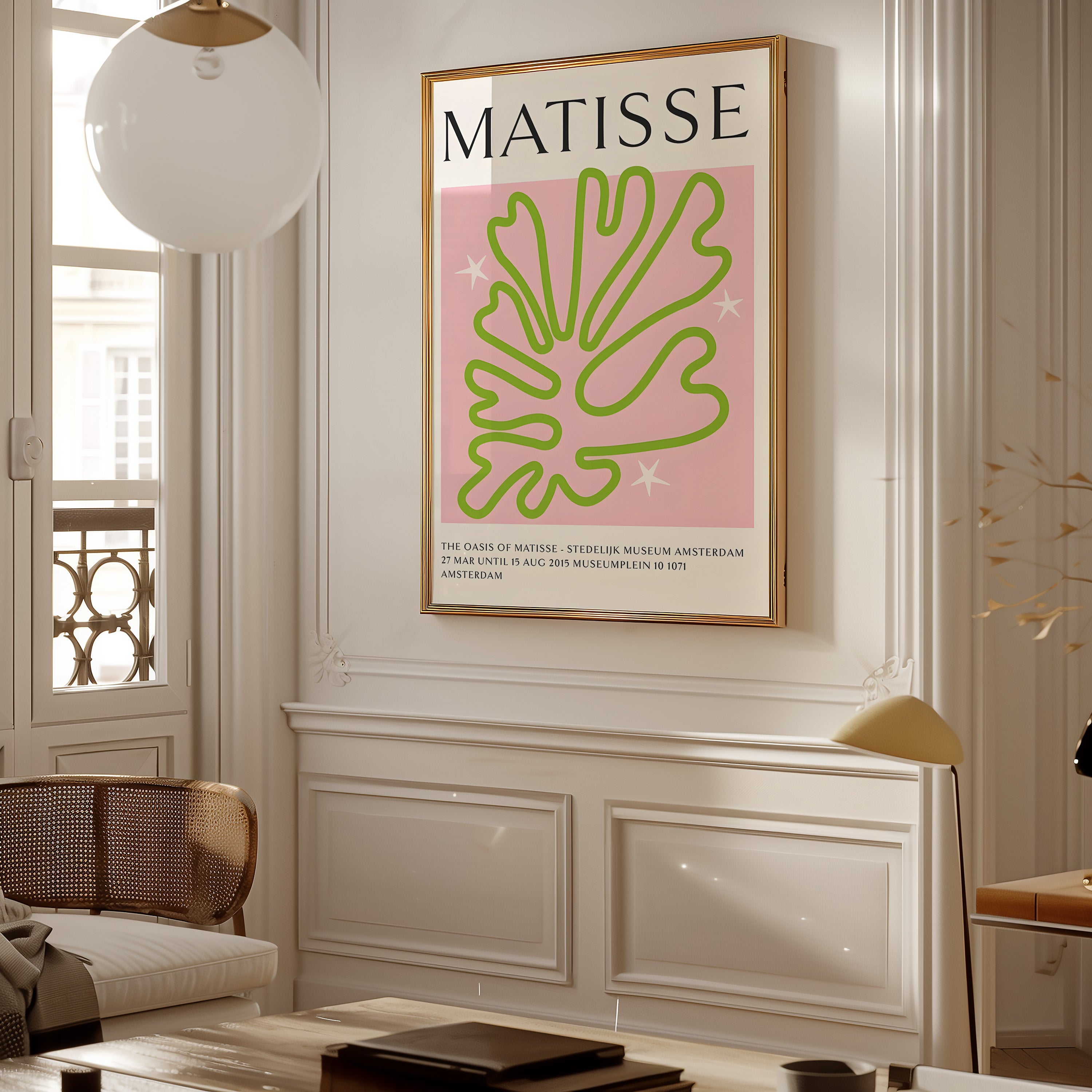 Matisse-Inspired Leaf Art Poster — Pink & Lime Modern Wall Print