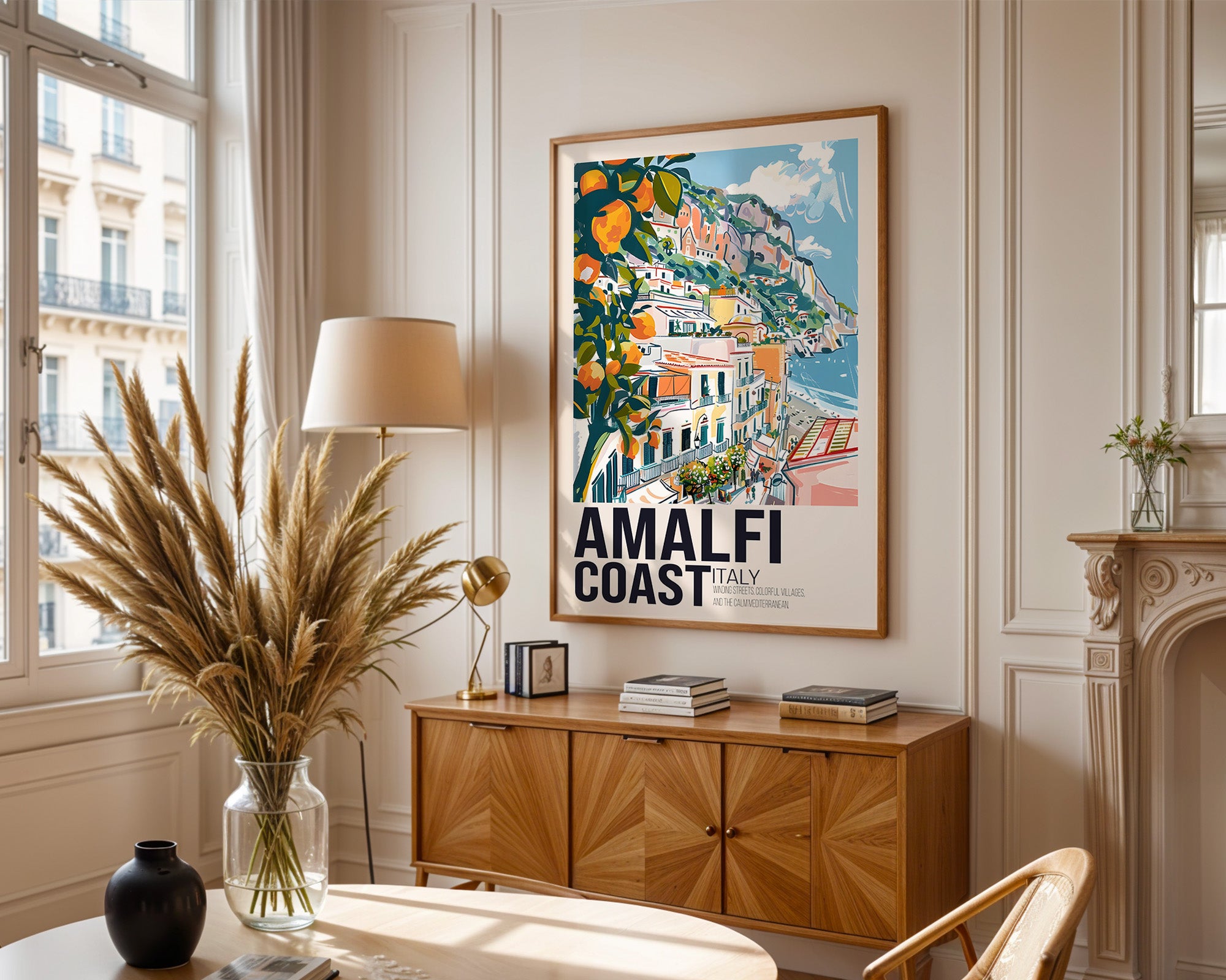 Amalfi Coast Italy Travel Poster — Vintage Mediterranean Wall Art