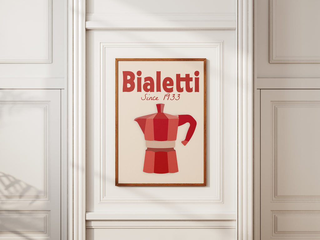 Bialetti Moka Pot Poster — Vintage Coffee Kitchen Wall Art (Since 1933)