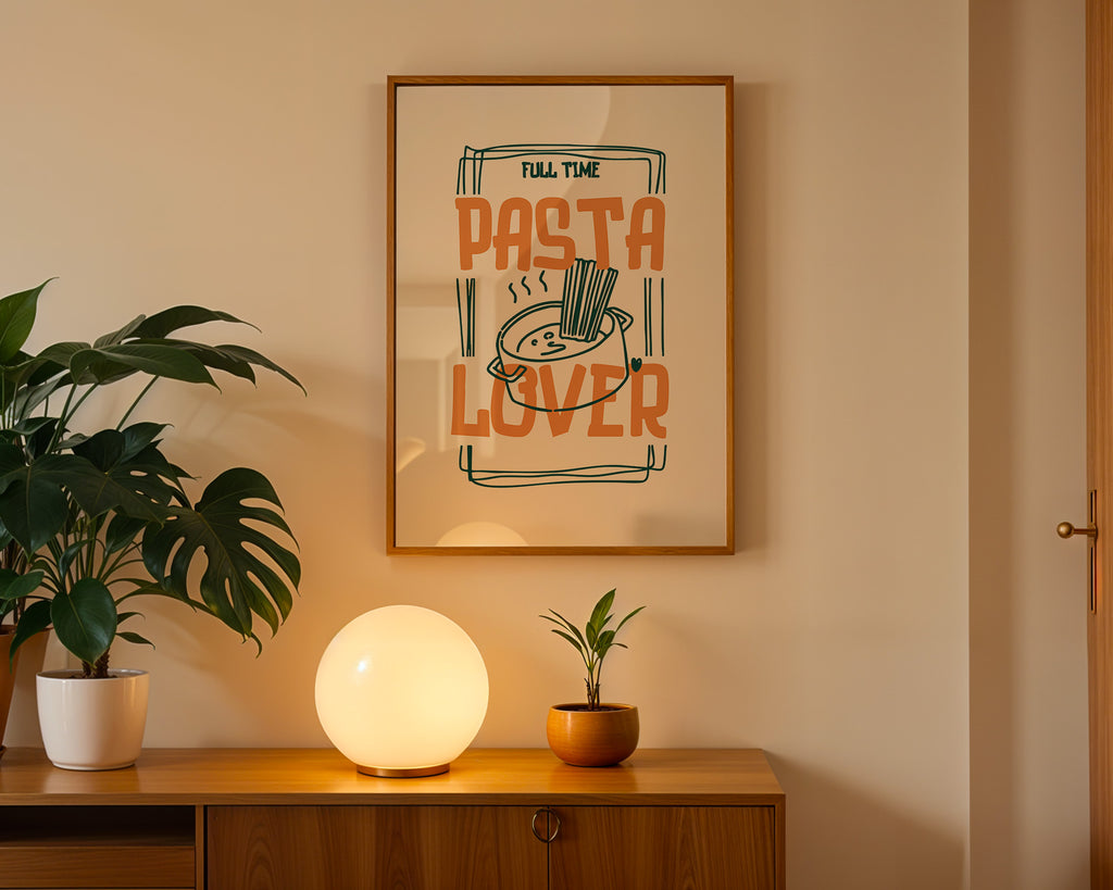 Pasta Lover Poster — "Full Time Pasta Lover" Kitchen Wall Art