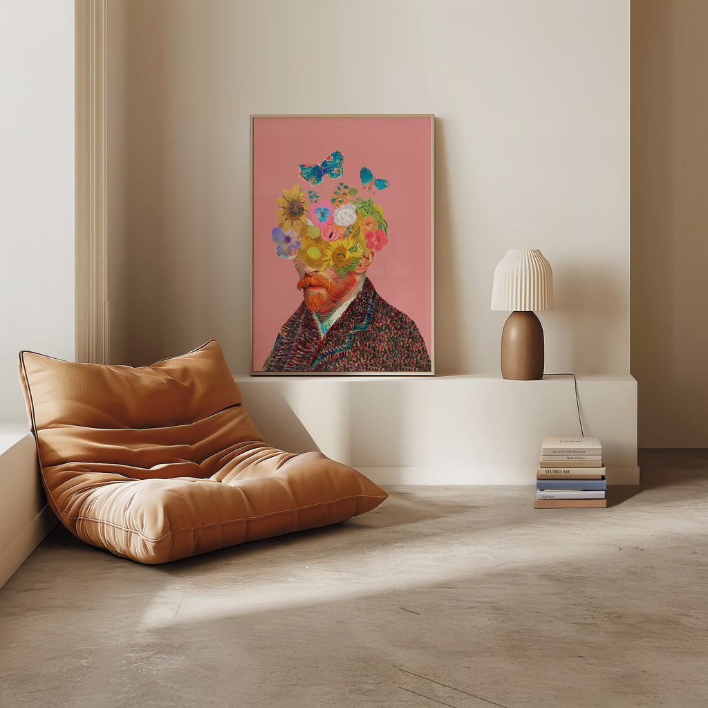Van Gogh Floral Head Poster — Colorful Surreal Art Print