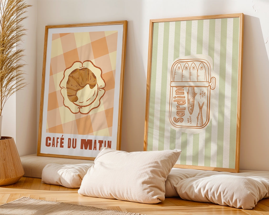 Sardine Tin Vintage Poster — Retro Seafood Kitchen Wall Art