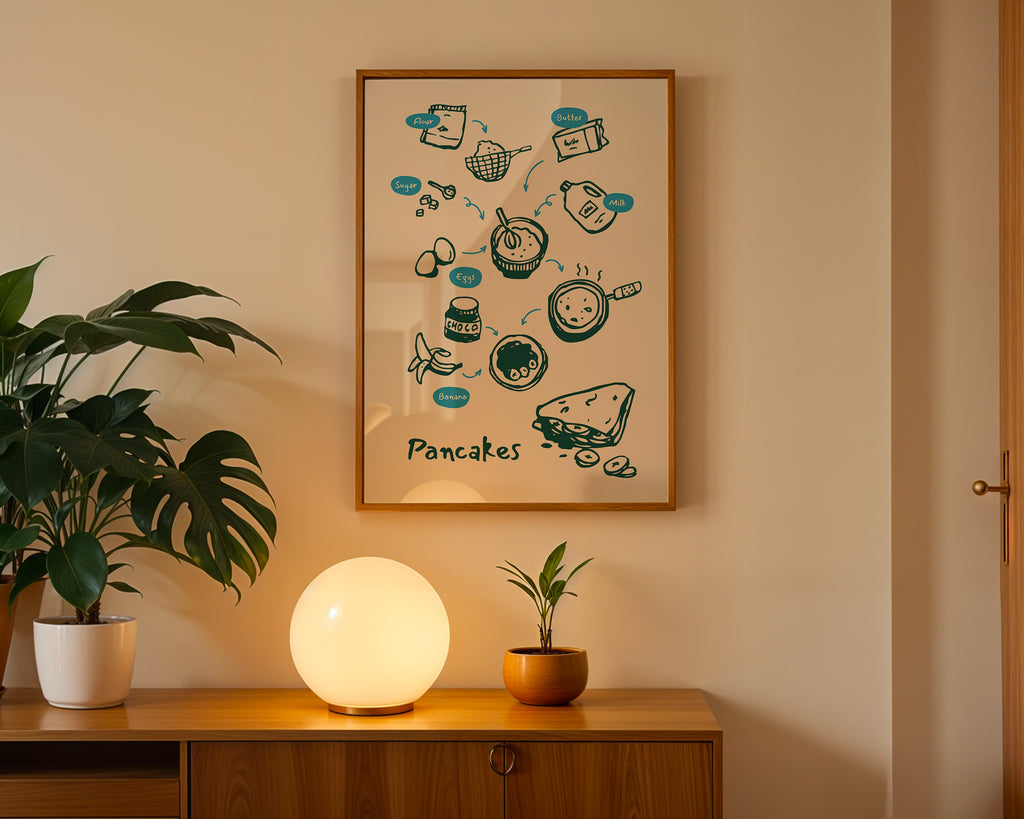 Pancake Recipe Poster — Illustrated Kitchen Wall Art