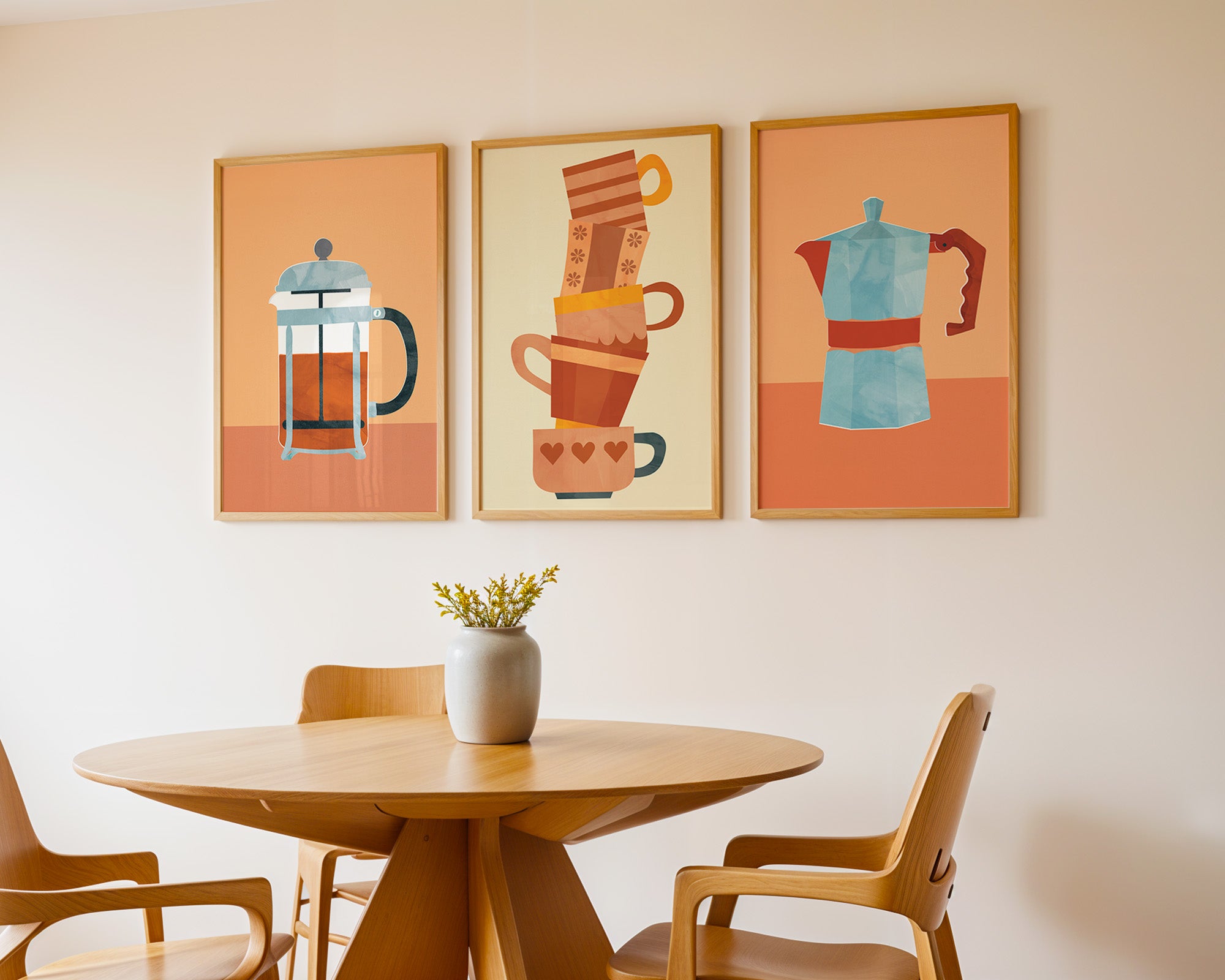 Moka Pot Coffee Poster — Mid-Century Kitchen Art Print