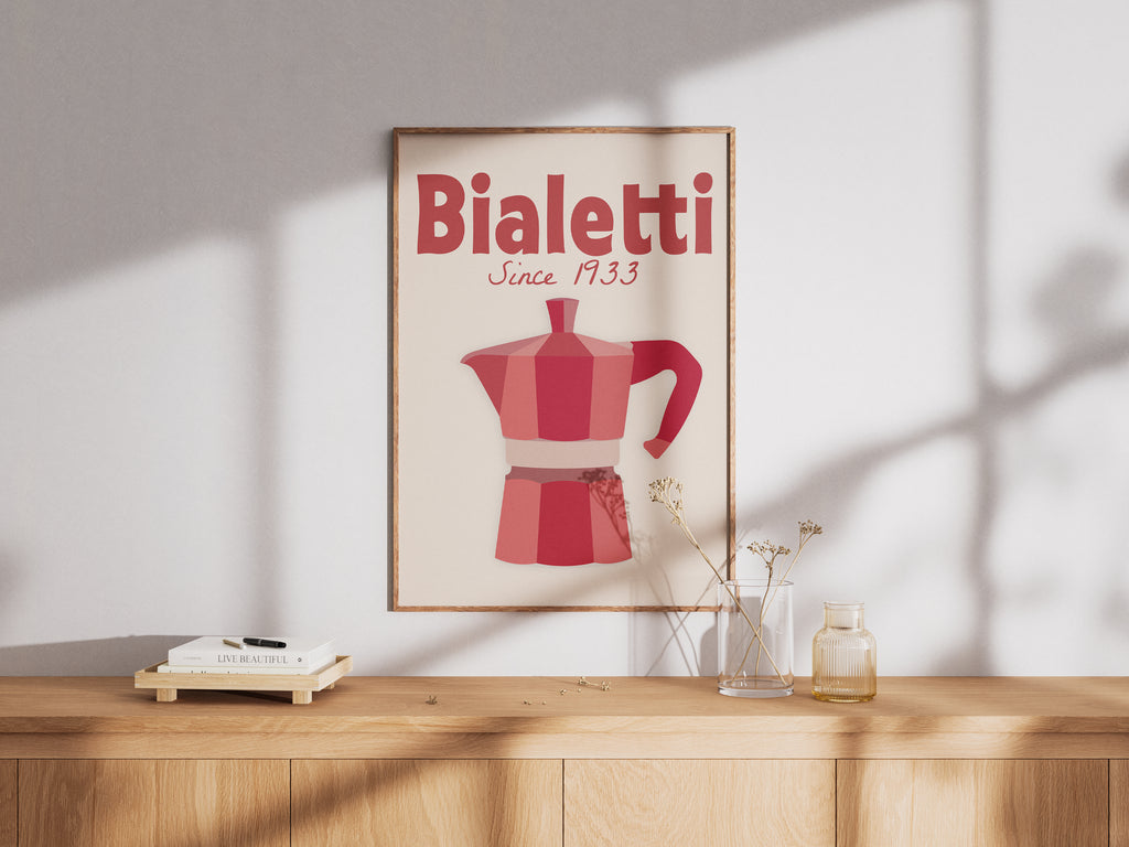 Bialetti Moka Pot Poster — Vintage Coffee Kitchen Wall Art (Since 1933)