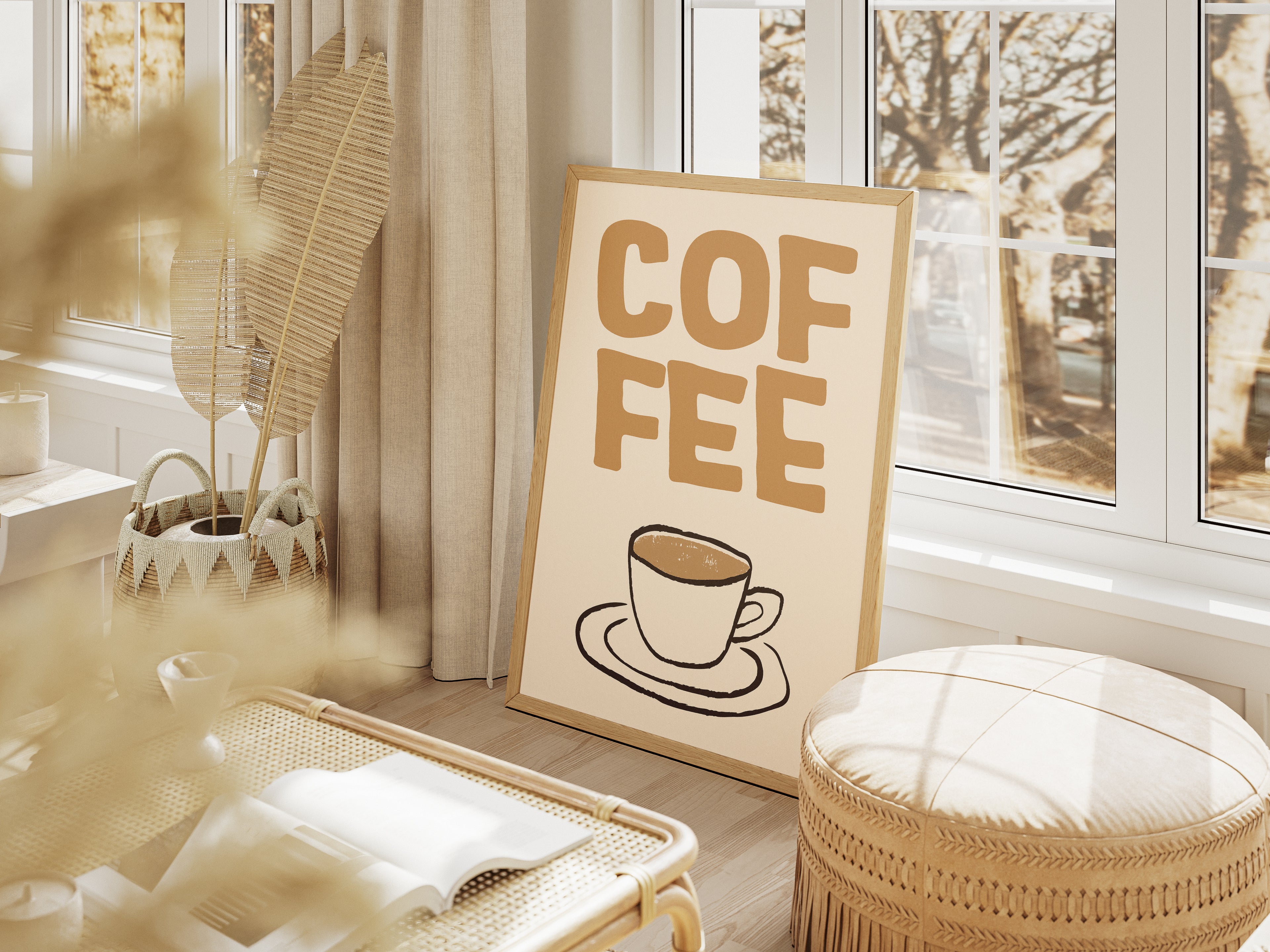 Coffee Poster — Minimal Beige Coffee Cup Wall Art